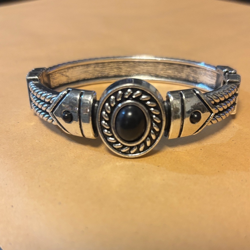Paparazzi Silver Bracelet with Black Accents